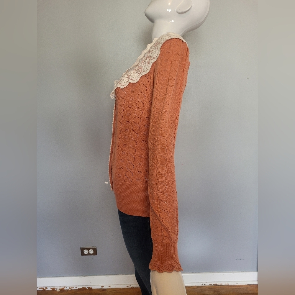 Peach Frill Cardigan, VGUC, Approximate Size M - Picture 6 of 8